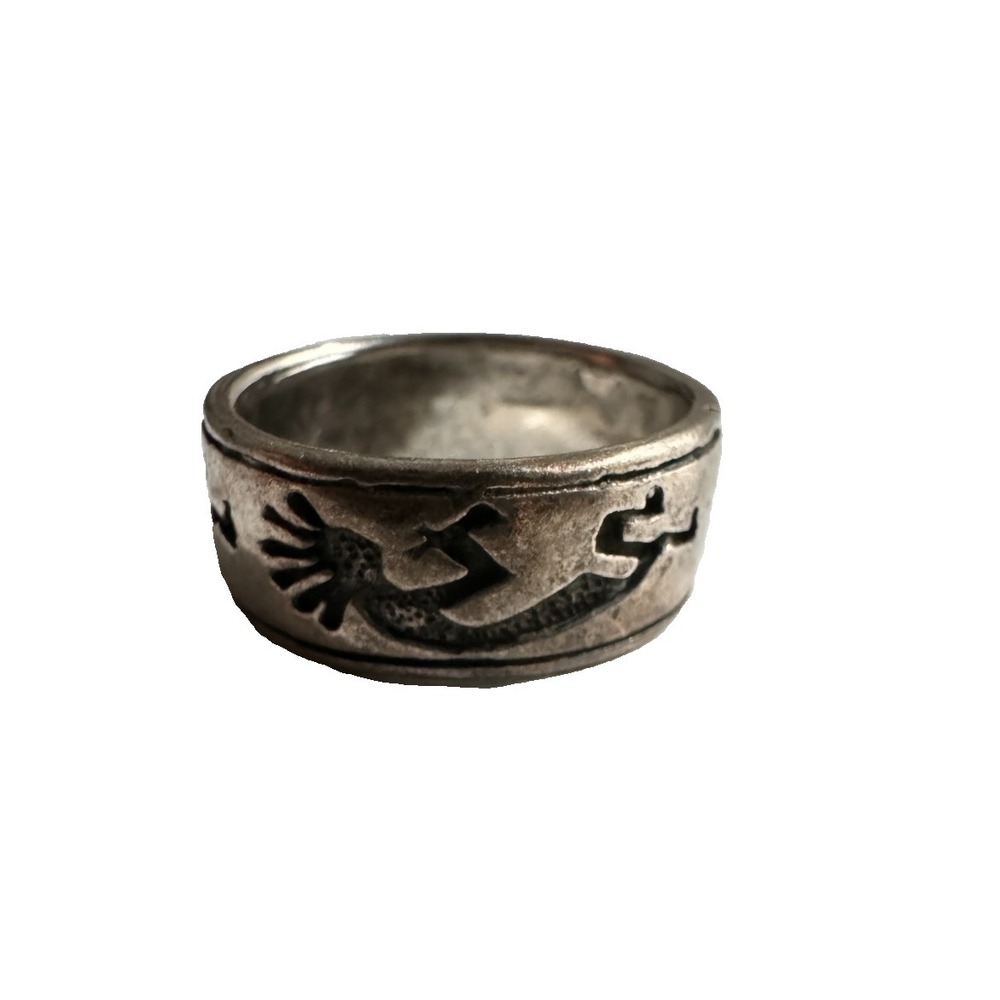 HOPI Kokopelli DANCERS Sterling Silver .925 Band Ring size 7.75 Signed PSCL   M1